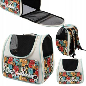   Modri nosilec za prevoz hišnih ljubljenčkov 39 cm x 25 cm x 35 cm, večbarven