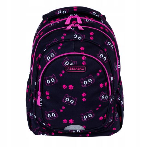 olski nahrbtnik za deklice z motivom mačk Sweet Kits AstraBag, 20 l, črn, odtenki roza
