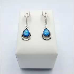  Srebrni uhani z modrim opalom - kapljica