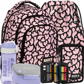   Backup večnamenski šolski nahrbtnik za dekleta, roza srčki, 26 l