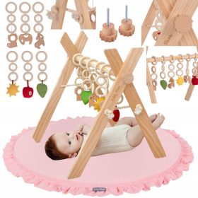   Edukativno gimnastično stojalo za dojenčke z roza penasto podlogo KiddyMoon BT-001