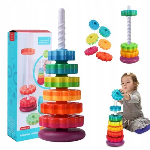 Twisted Stacking Tower Rainbow Spiral Toy Pyramid