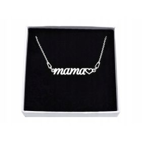  Srebrna ogrlica z napisom, mama, srce, materinski dan