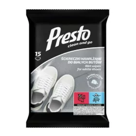 Presto mokri robčki za čiščenje bele obutve, 15 kosov