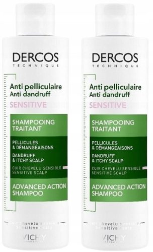 2x VICHY DERCOS šampon proti prhljaju za občutljivo lasišče 200 ml