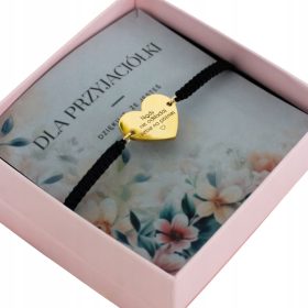   Zapestnica za prijatelja z vgraviranim citatom za darilo, iz nerjavečega jekla, s črnim vrvico