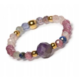 Elastični talisman prstan Naravni kamni Ametist Granat M