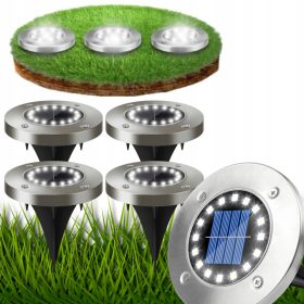    Vgradna solarna svetilka SOLAR GARDEN LAMP LED LAMPS srebrna 12,6 cm 4 kos.