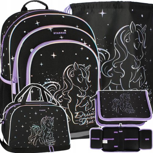 olski nahrbtnik Unicorn Holo Starpak za deklice, komplet s torbo, piórniki in vrečko za čevlje