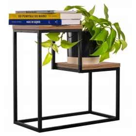   STOJIŠČE KOVINSKO STOJALO ZA ROŽE LOFT STOJALO ZA 2 RASTLINI - ČRNI CRAFT OAK