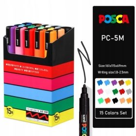 Uni POSCA PC-5M Marker Set 15 barv