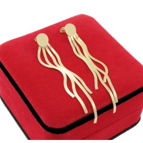    ZLATI UHANI IZ KIRURŠKEGA JEKLA DOLGI DRSNI UHANI 9 cm MEGA IMPRESIVNO