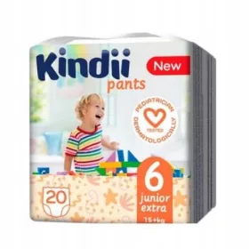   Kindii Junior Ekstra Velikost 6 Pieluchomajtki 15+ kg 20 kosov