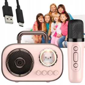   BREZŽIČNI OTROŠKI KARAOKE SET Z BLUETOOTH MIKROFONOM + OTROŠKI ZVOČNIK + USB - USB-C KABEL 0,5 M 50 CM BEL