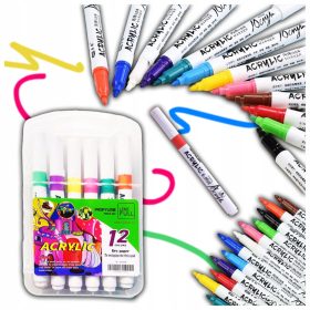   MARKERJI AKRILNIH FLUMASTROV ZA OBLEK, KAMEN IN VEČ, 0,7 mm, 12 kosov