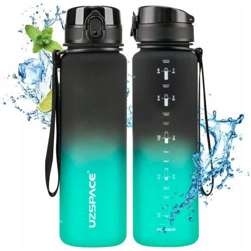 Slovenian Name: Visokokakovostna steklenica za vodo z motivacijsko merico 1L Tritan BPA Free Črna in Zelena