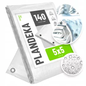   Trpežna in močna vodoodporna bela ponjava 5x5 UV zaščita 140g