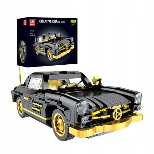 Luksuzni model avtomobila Mercedes Gullwing 300SL - izobraževalne kocke MOLD KING 886 kosov. Ta osupljiv model v merilu 1:16 v dolžini 30 cm vsebuje več kot 800 delov, vključno z zlatimi obroči, zlati