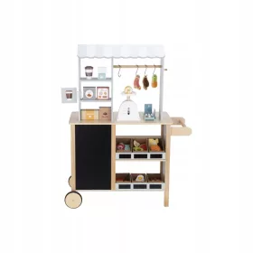   TOOKY TOY Leseni živilski trgovinski stojnica z blagajno in tehtnico