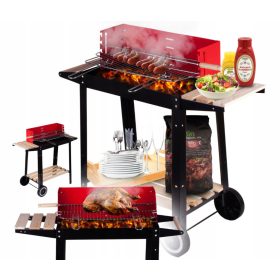    VRTNI ŽAR NA OGLJE NA KOLESIH, POLIČKE, ŽAR ZA BRIKETE, masivni