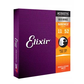 Elixir NanoWeb Bronzaste strune za akustično kitaro 11-52