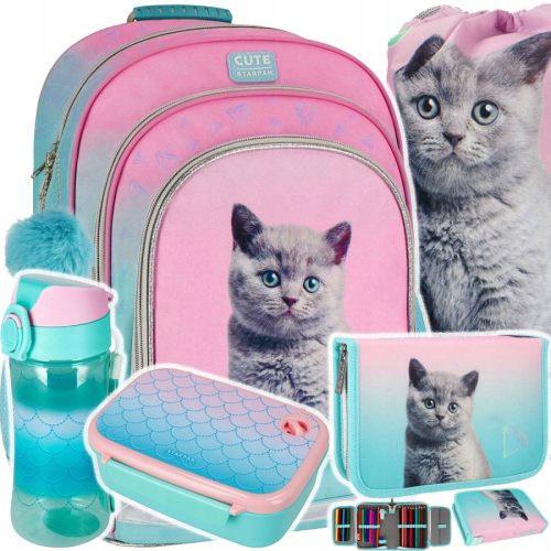 Starpak večprekatni šolski nahrbtnik Shades of blue, Shades of pink, Shades of green, Multicolor 23 l + 4 ostali izdelki