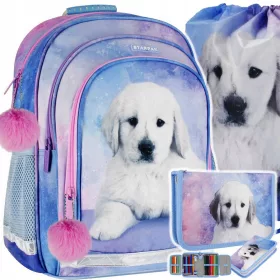   Večbarvni šolski nahrbtnik Starpak z več predelki + 2 druga izdelka