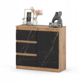 Komoda brez ročajev 80 x 35 x 75 cm Wotan hrast mat