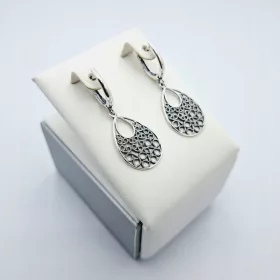  Uhani iz oksidiranega ažurnega srebra 925