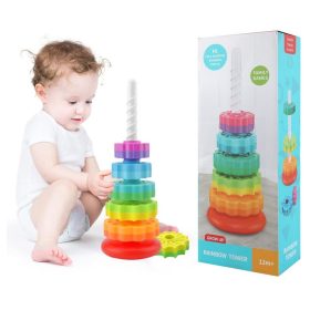   ZVITA PIRAMIDA MONTESSORI, IZOBRAŽEVALNA MAVRIČNA STOLPA, 41CM