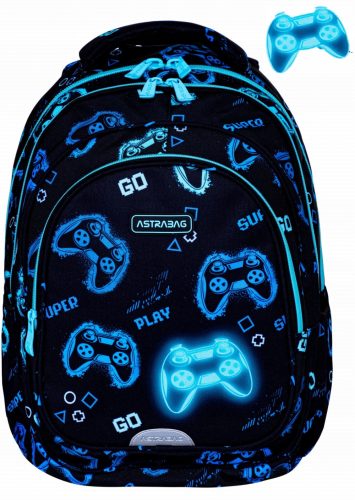 Večpredalni šolski nahrbtnik Head Game Pads za fante od 4. do 8. razreda neon modre barve s tremi prekatmi