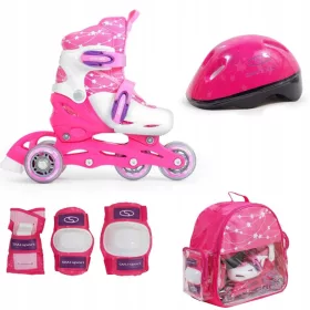 portni otroški rolerji s LED lučkami in zaščitno opremo