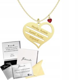    Zlata ogrlica za materino srce, otrokovo ime, SREBRO 925, gravura s posvetilom