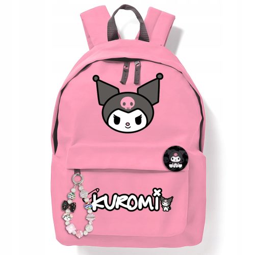 Roza šolski nahrbtnik Kuromi Hello Kitty Fan + Prilepka in obesek za ključe