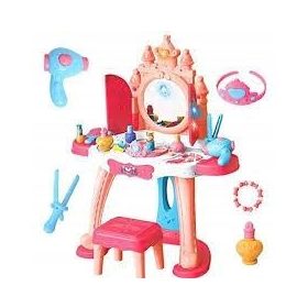   Princeskina čarobna toaletna mizica z ogledalom in taburejem za male princeske