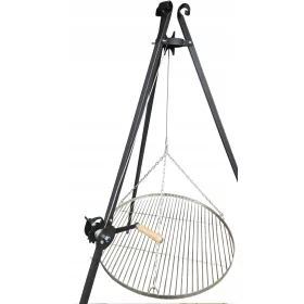    Garden Tripod Grill 185 cm nastavljiv kolut z rešetko iz nerjavečega jekla