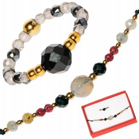   Luksuzni komplet naravnih kamnitih zapestnic in prstanov s turmalinom