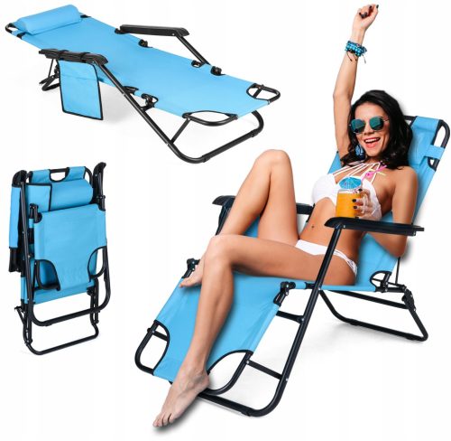 Outtec Vrtljivi ležalnik za plažo s kovinsko konstrukcijo modre barve