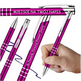 Kovinski reklamni svinčnik z gravuro po meri, modro polnilo