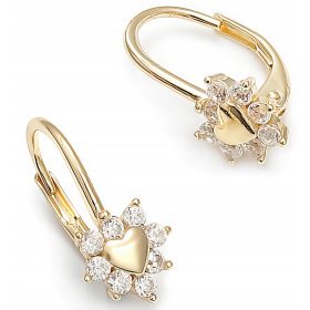 Srebrni uhani srčki s cirkoni in pozlato