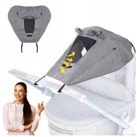   Dežnik za voziček, Nepremočljiva Prevleka za Voziček z Ščitnikom pred Soncem, Siv, 69 cm