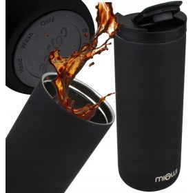   Termovka Miowi za kavo in čaj 500 ml, črna gumijasta barva, 5H toplote