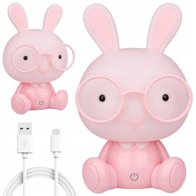 Lučka za otroke LED zajček mehka USB silikonska