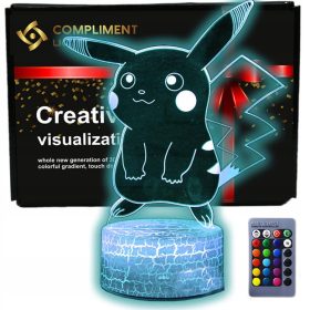 Barvita LED nočna svetilka Pikachu 3D USB s 16 barvami