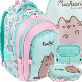  PUSHEEN St. Right MINT Mačka Mačji nahrbtnik za deklice 1.-3. razred + 2 dodatna izdelka
