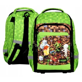   PIXELE IGRAČKAST ŠOLSKI NAHRBTNIK Derform Odtenki rjave in bež, Odtenki rdeče, Odtenki zelene, Večbarvni 26 l