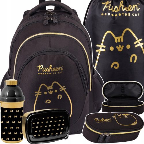 olski nahrbtnik Pusheen z več predelki St. Majewski črna/zlata