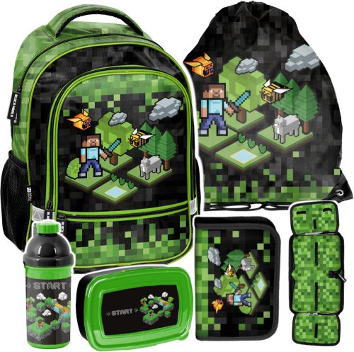 Minecraft otroški šolski nahrbtnik Paso črne barve s potiskom igre