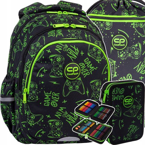 Večnamenski šolski nahrbtnik CoolPack Game Night, črn, 21 l