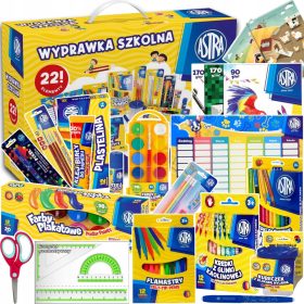   WYPRAWKA ZA ŠOLSKI LET barvice plastelin flomastri 22 kos ASTRA +3 GRATIS